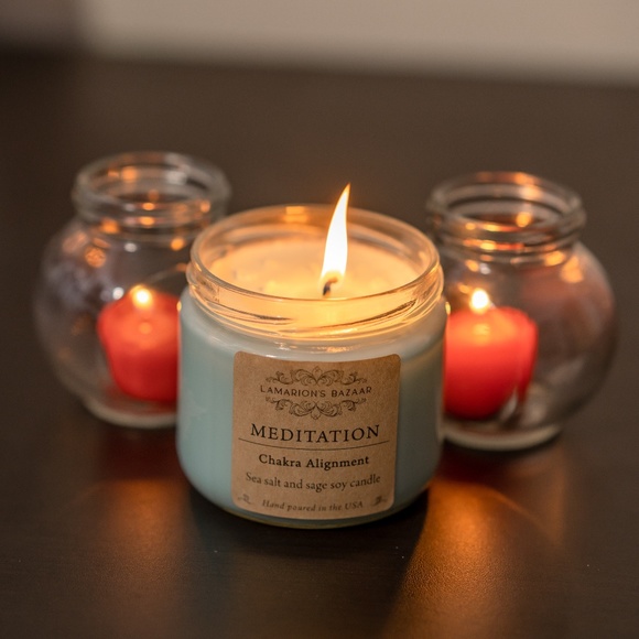 MEDITATION - Sea Salt and Sage - Chakra Alignment with Sea Salt - 100% Soy Wax - Picture 2 of 5
